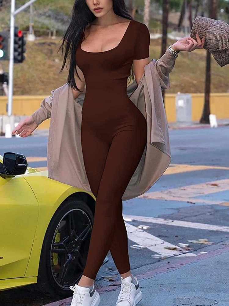 Yoga Fitness Jumpsuit - 2024 Yaz Yeni Kadın Yuvarlak Yaka