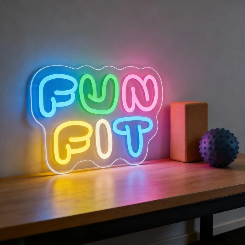 Yoga Fitness Rooms - Eğlenceli Neon LED Tabela Karikatür Harf