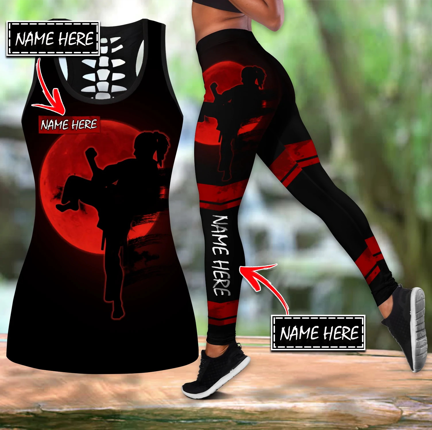 Yoga Fitness Name - Özelleştirme Adı Karate 3D Baskılı Hollow