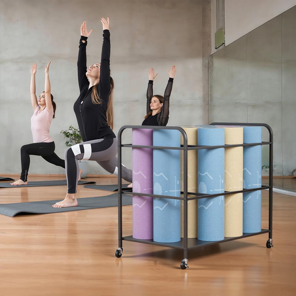 Yoga Fitness Rooms - Tekerlekli Yoga Matı Saklama Rafı, Ev