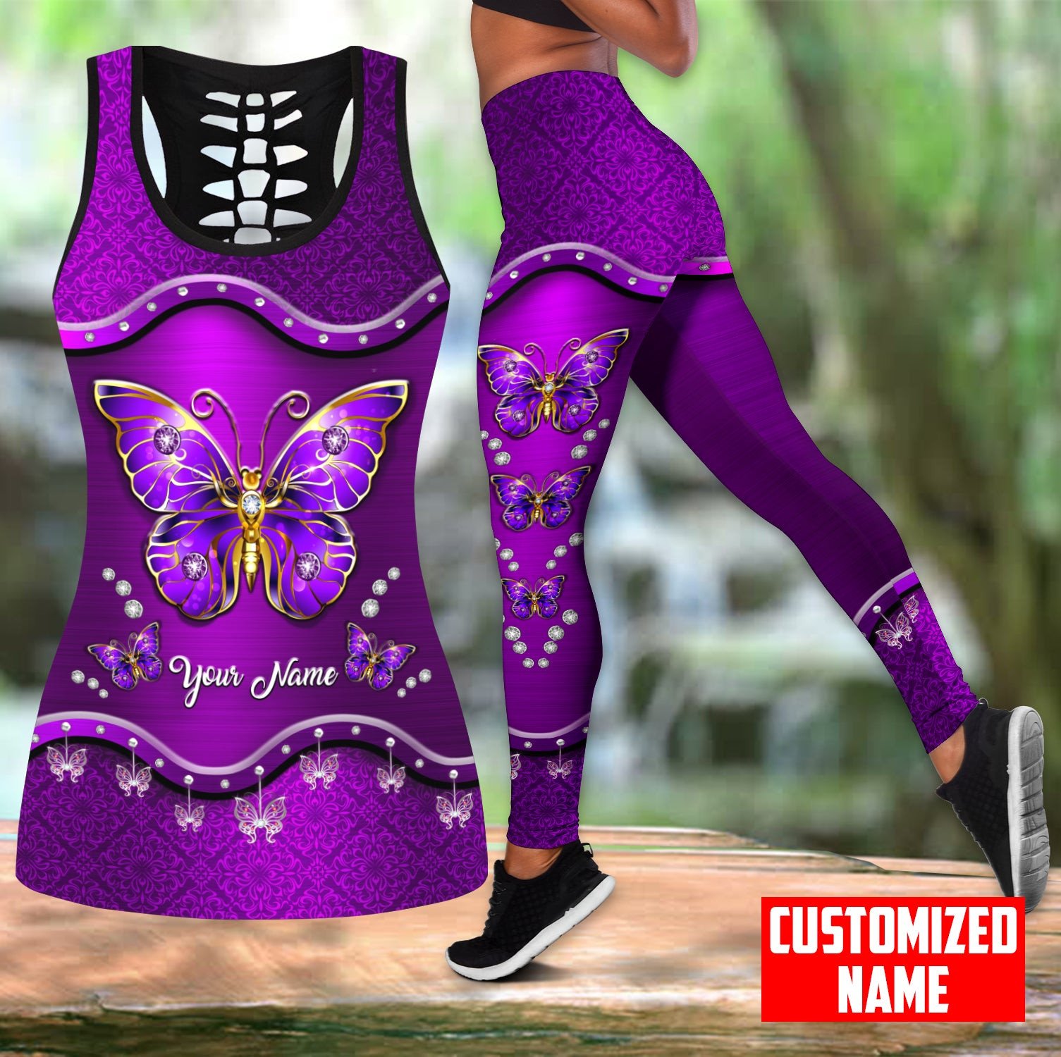 Yoga Fitness Name - Kişiselleştirilmiş İsim Kelebek 3D Baskılı Hollow