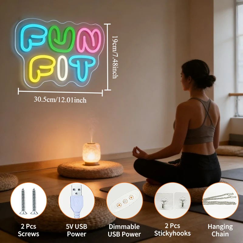 Eğlenceli Neon LED Tabela Kari - Yoga Fitness Rooms incelemesi ve fiyatı