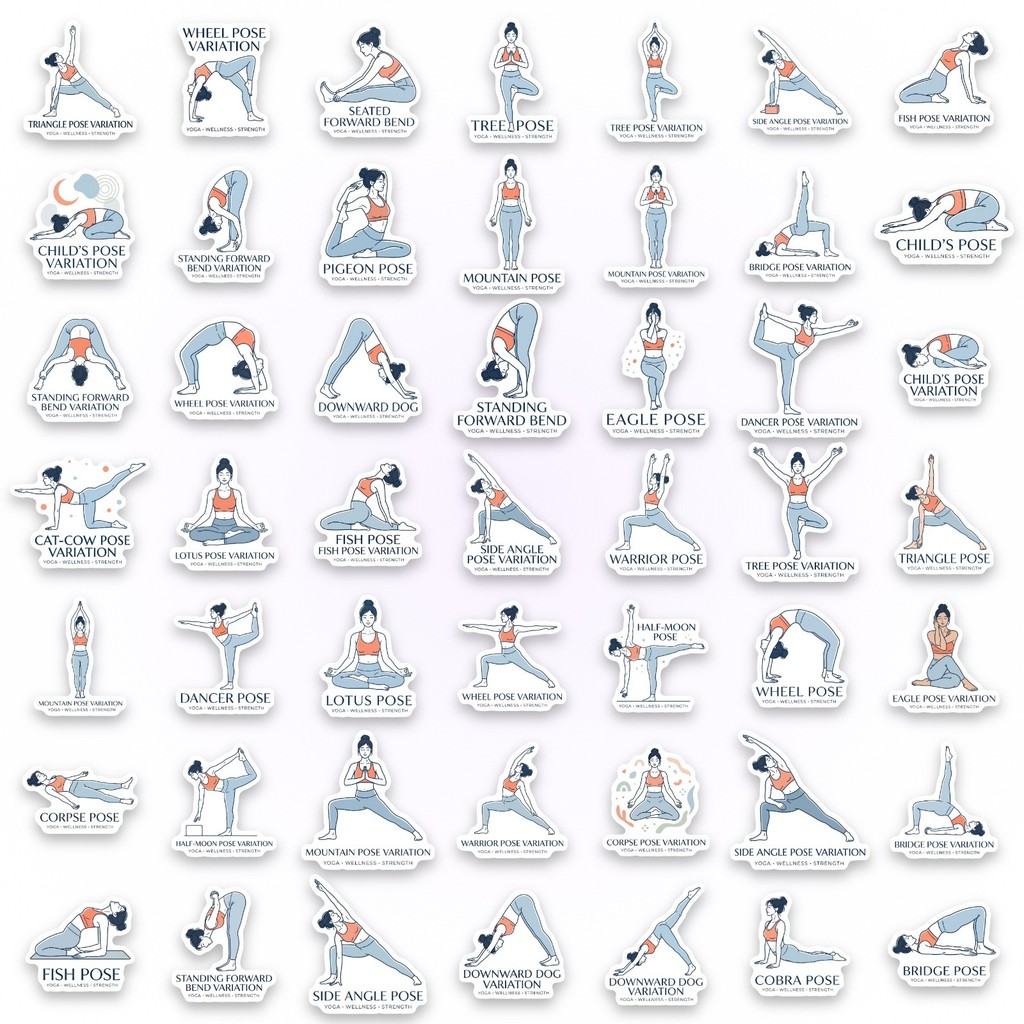 50 Adet Yoga Pozu Çıkartması,  - Yoga Fitness Journal incelemesi ve fiyatı