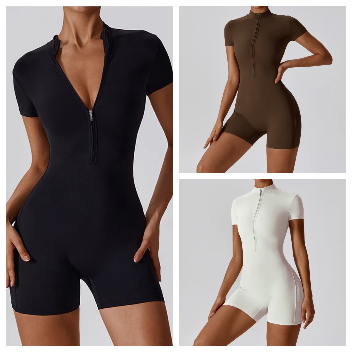 Kadın Fermuar Kısa Kollu Yoga  - Yoga Fitness Jumpsuit incelemesi ve fiyatı