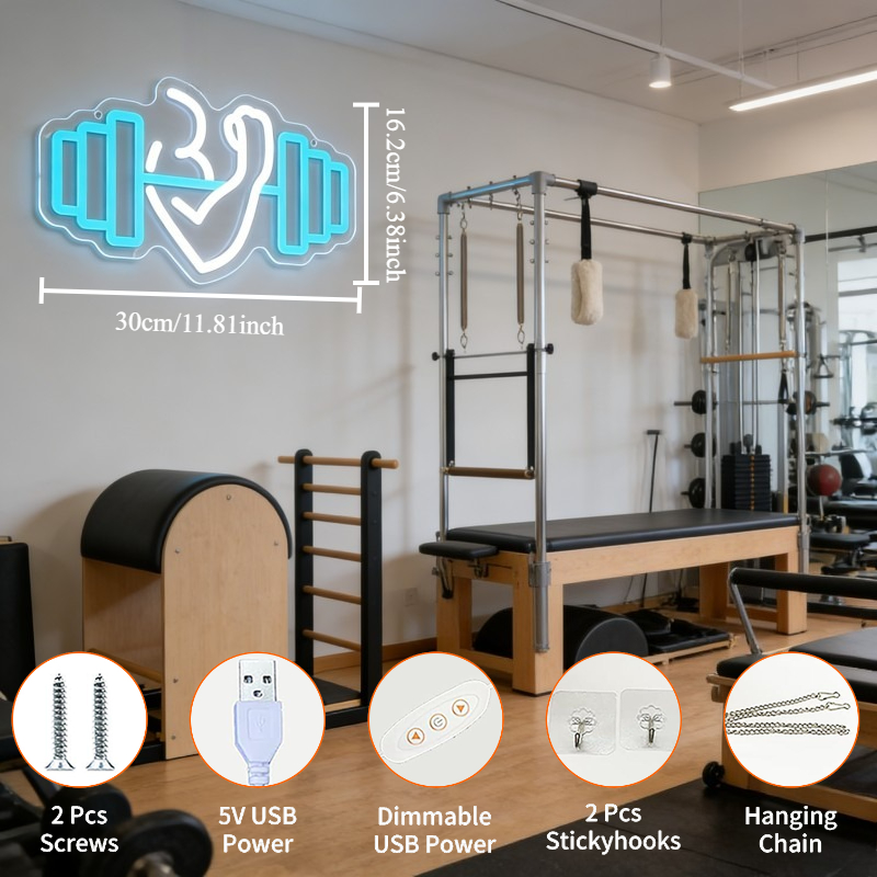 Biceps Dambıl Neon Tabela LED  - Yoga Fitness Rooms incelemesi ve fiyatı